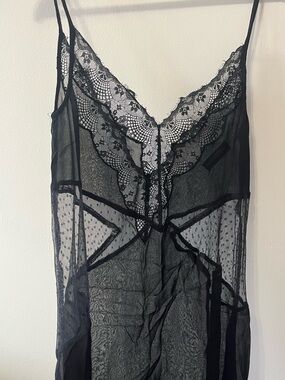 Zara Black Sheer Lace-Trim Slip